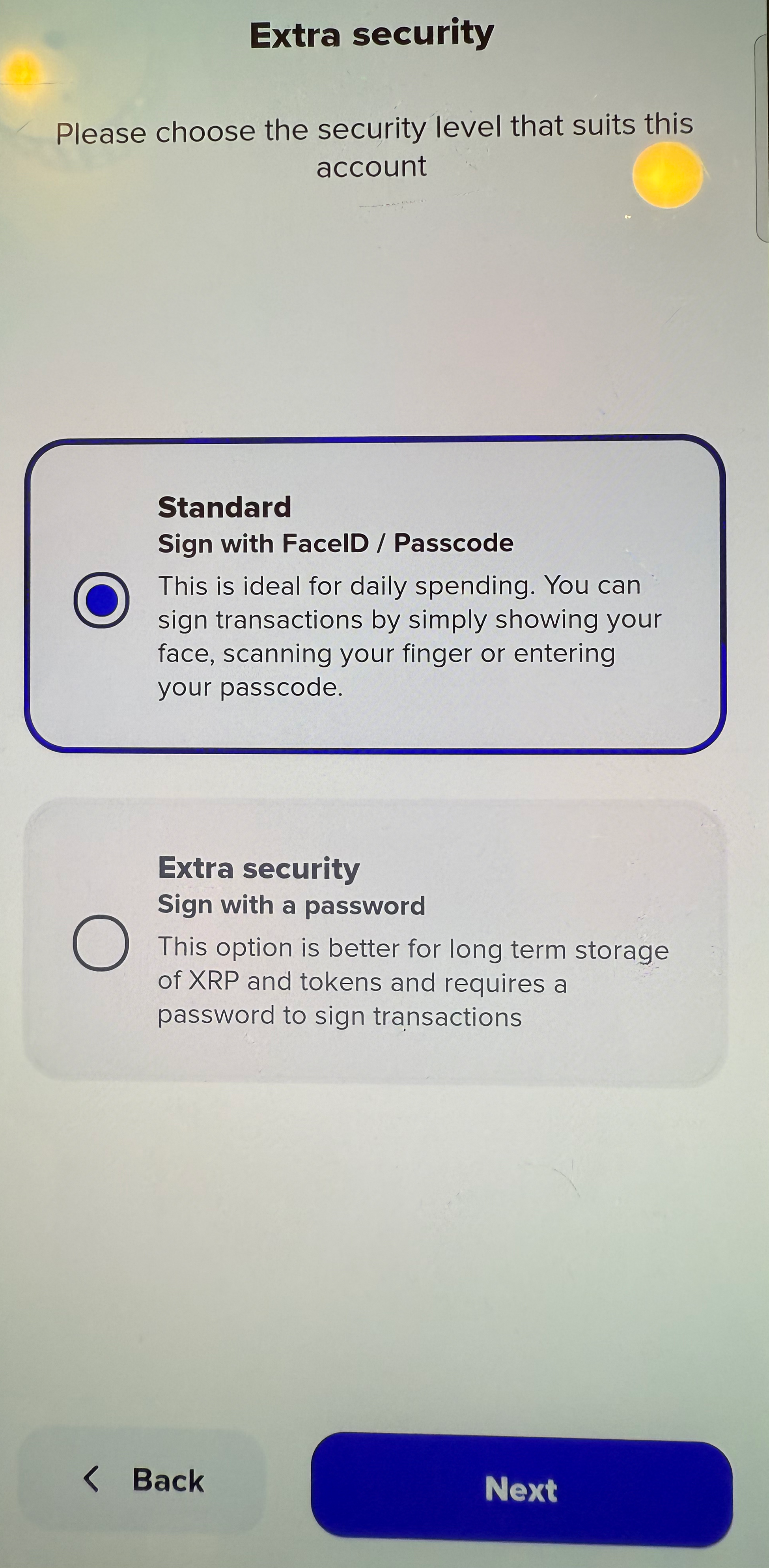 Xaman Security Settings